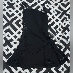 TRIPP NYC Bib Overall Black Mini Dress Goth Pleated Studs Size Medium Zipper
